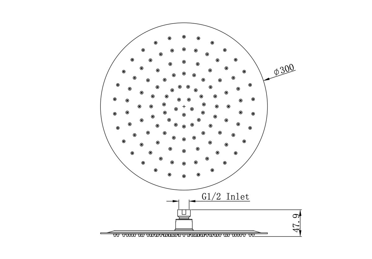Linsol Oro Round Shower Head 300mm
