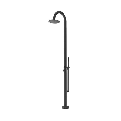 BELLA VISTA MICA GOOSENECK FREESTANDING OUTDOOR SHOWER 2415MM BLACK