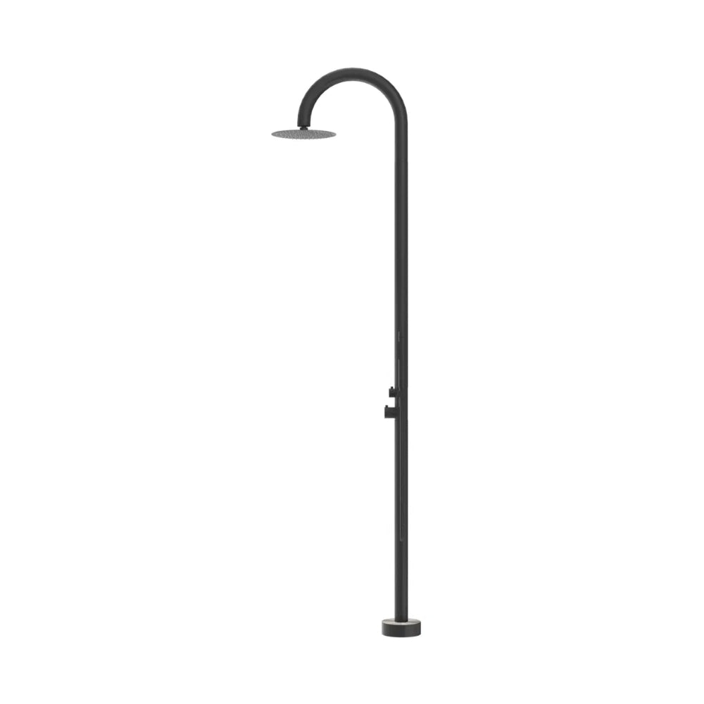 BELLA VISTA MICA GOOSENECK FREESTANDING OUTDOOR SHOWER 2415MM BLACK