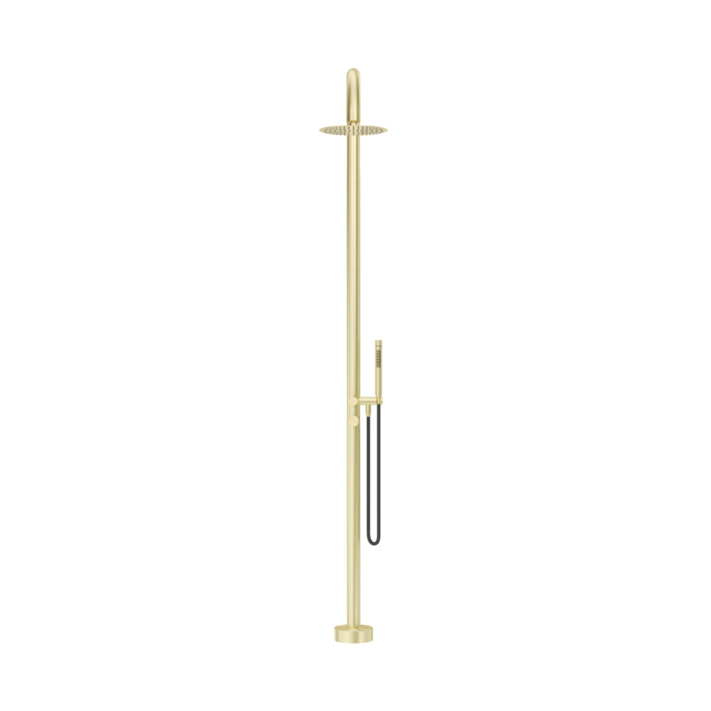 BELLA VISTA MICA GOOSENECK FREESTANDING OUTDOOR SHOWER 2415MM FRENCH GOLD