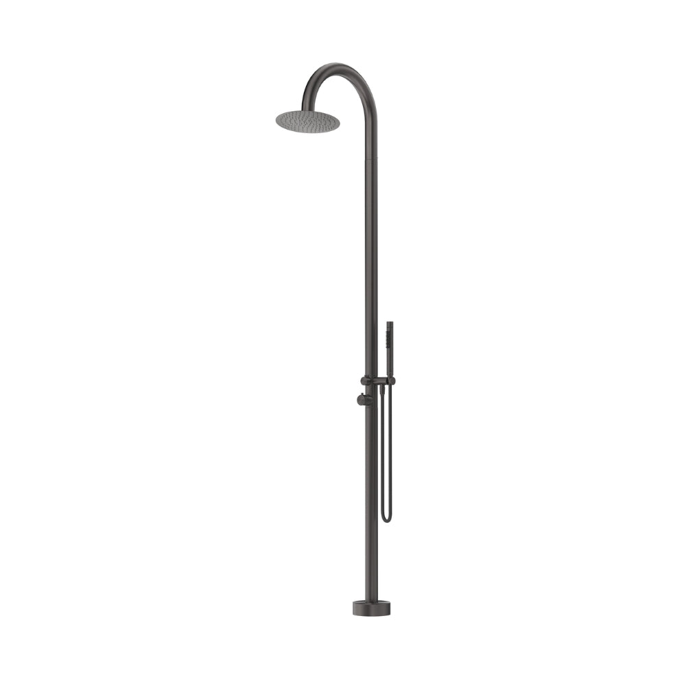 BELLA VISTA MICA GOOSENECK FREESTANDING OUTDOOR SHOWER 2415MM GUN METAL