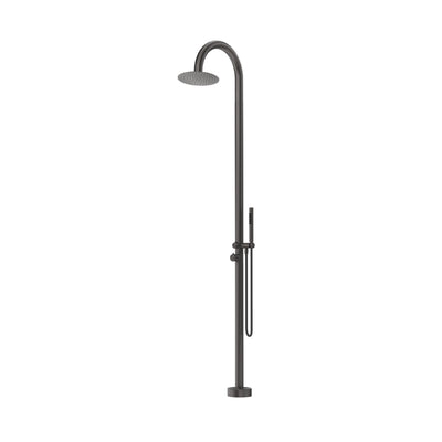 BELLA VISTA MICA GOOSENECK FREESTANDING OUTDOOR SHOWER 2415MM GUN METAL