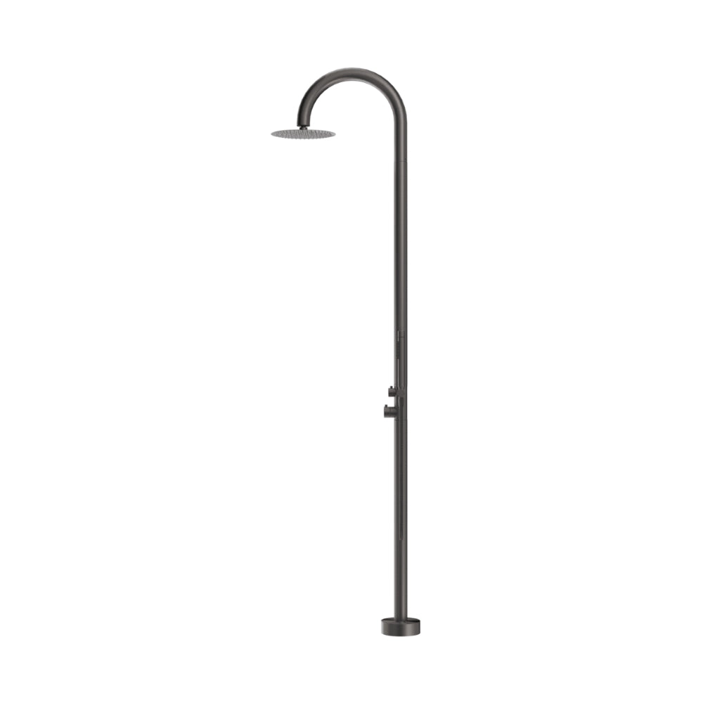 BELLA VISTA MICA GOOSENECK FREESTANDING OUTDOOR SHOWER 2415MM GUN METAL