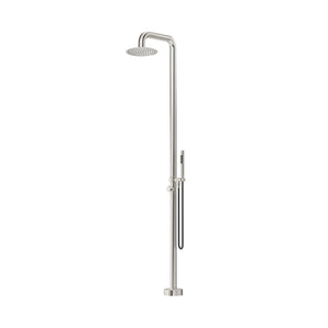 BELLA VISTA MICA SOFT-SQUARE FREESTANDING OUTDOOR SHOWER 2325MM BRUSHED NICKEL