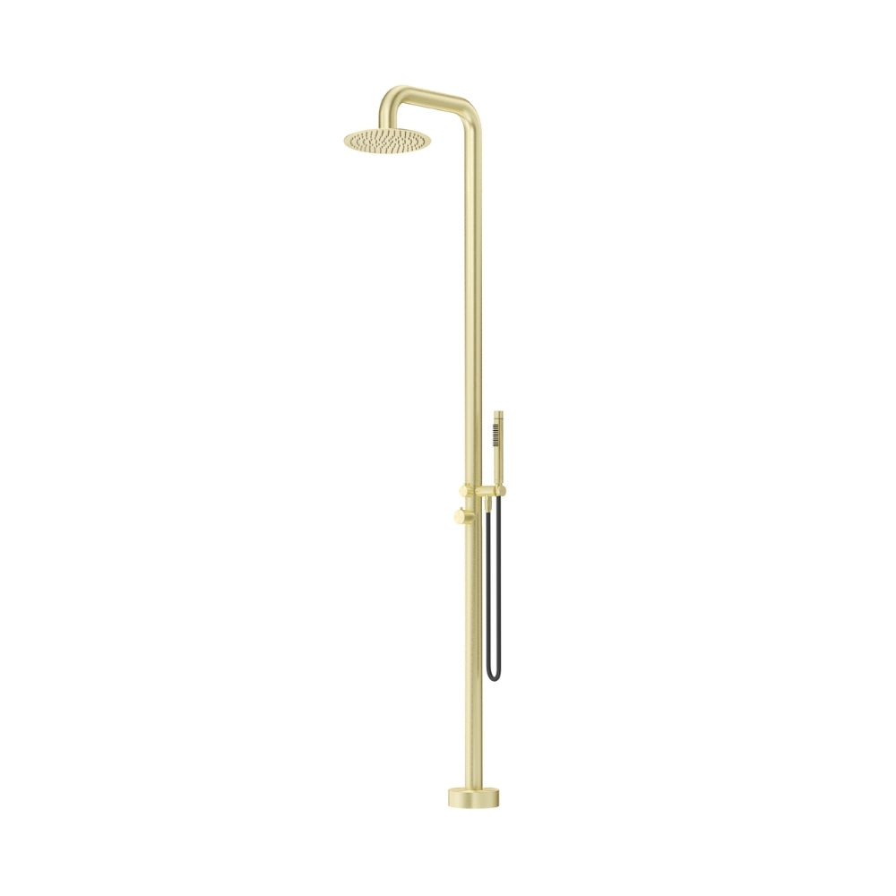 BELLA VISTA MICA SOFT-SQUARE FREESTANDING OUTDOOR SHOWER 2325MM FRENCH GOLD
