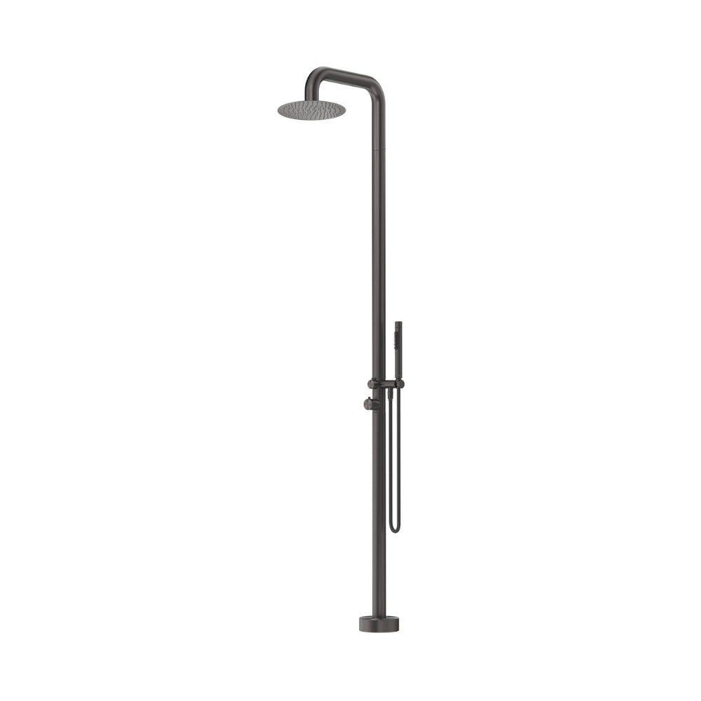 BELLA VISTA MICA SOFT-SQUARE FREESTANDING OUTDOOR SHOWER 2325MM GUN METAL