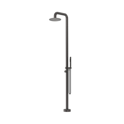 BELLA VISTA MICA SOFT-SQUARE FREESTANDING OUTDOOR SHOWER 2325MM GUN METAL