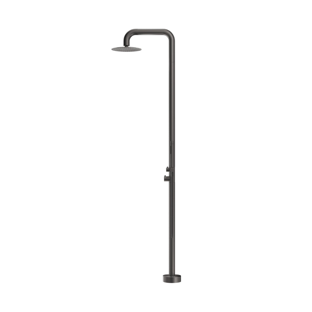 BELLA VISTA MICA SOFT-SQUARE FREESTANDING OUTDOOR SHOWER 2325MM GUN METAL