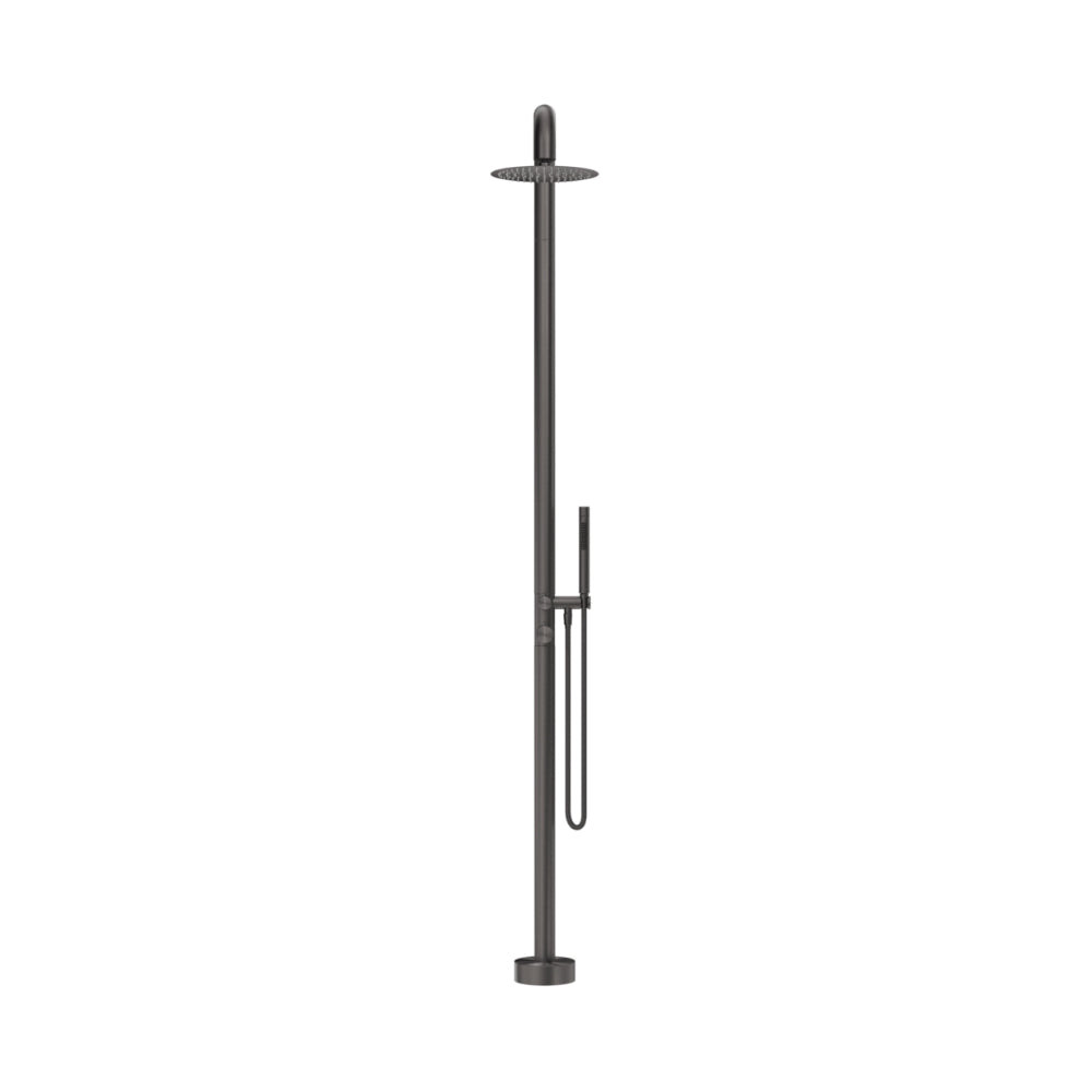 BELLA VISTA MICA SOFT-SQUARE FREESTANDING OUTDOOR SHOWER 2325MM GUN METAL