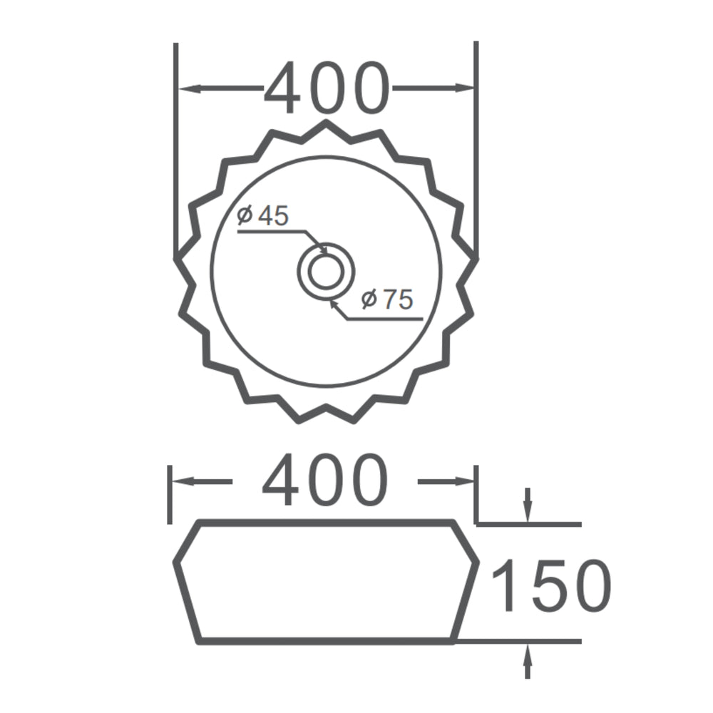 VITO OSLO DIAMOND ROUND CERAMIC ABOVE COUNTER BASIN MATTE WHITE 400MM