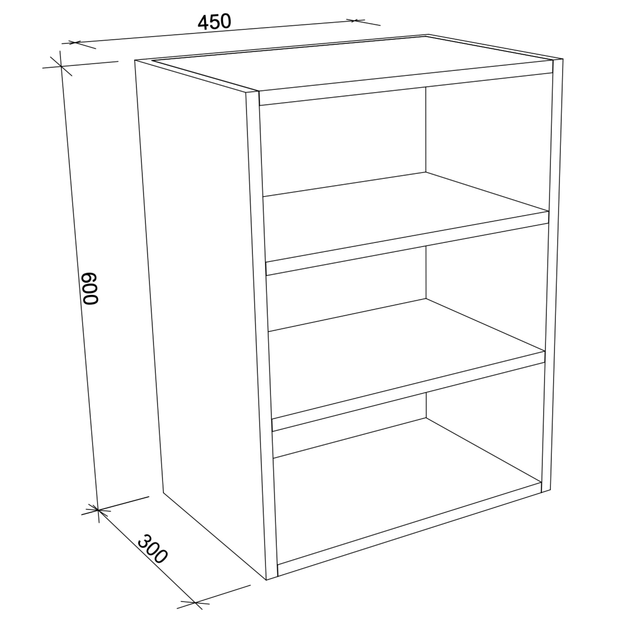 TIMBERLINE CUSTOM LAUNDRY CABINET 450MM WITH THREE OPEN SHELVES