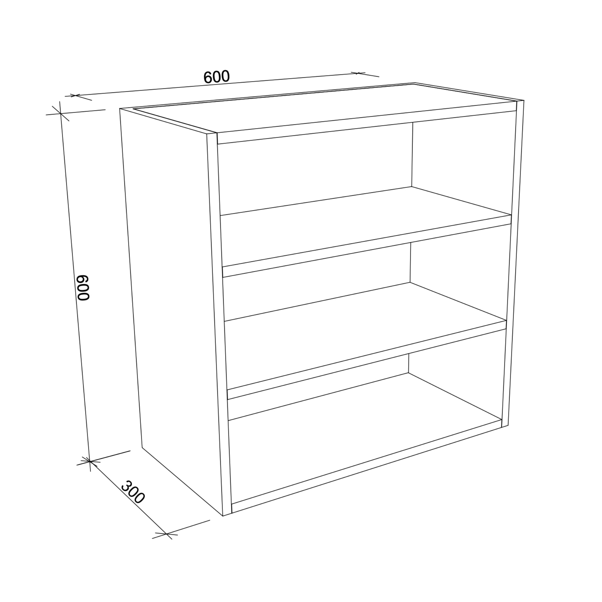 TIMBERLINE CUSTOM LAUNDRY CABINET 600MM WITH THREE OPEN SHELVES