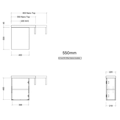 TIMBERLINE OSCAR SPACE SAVING SINGLE BOWL CUSTOM WALL HUNG VANITY