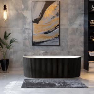 RIVA OSLO V-GROOVE FREESTANDING BATHTUB MATTE WHITE AND BLACK (AVAILABLE IN 1500MM AND 1700MM)