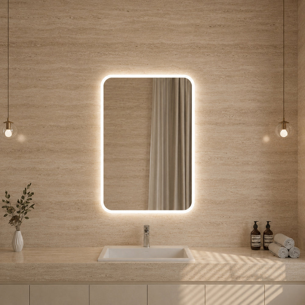 VITO OVIAN RECTANGULAR FRAMELESS BACKLIT LED MIRROR 3 COLOUR LIGHTS 1200X800MM