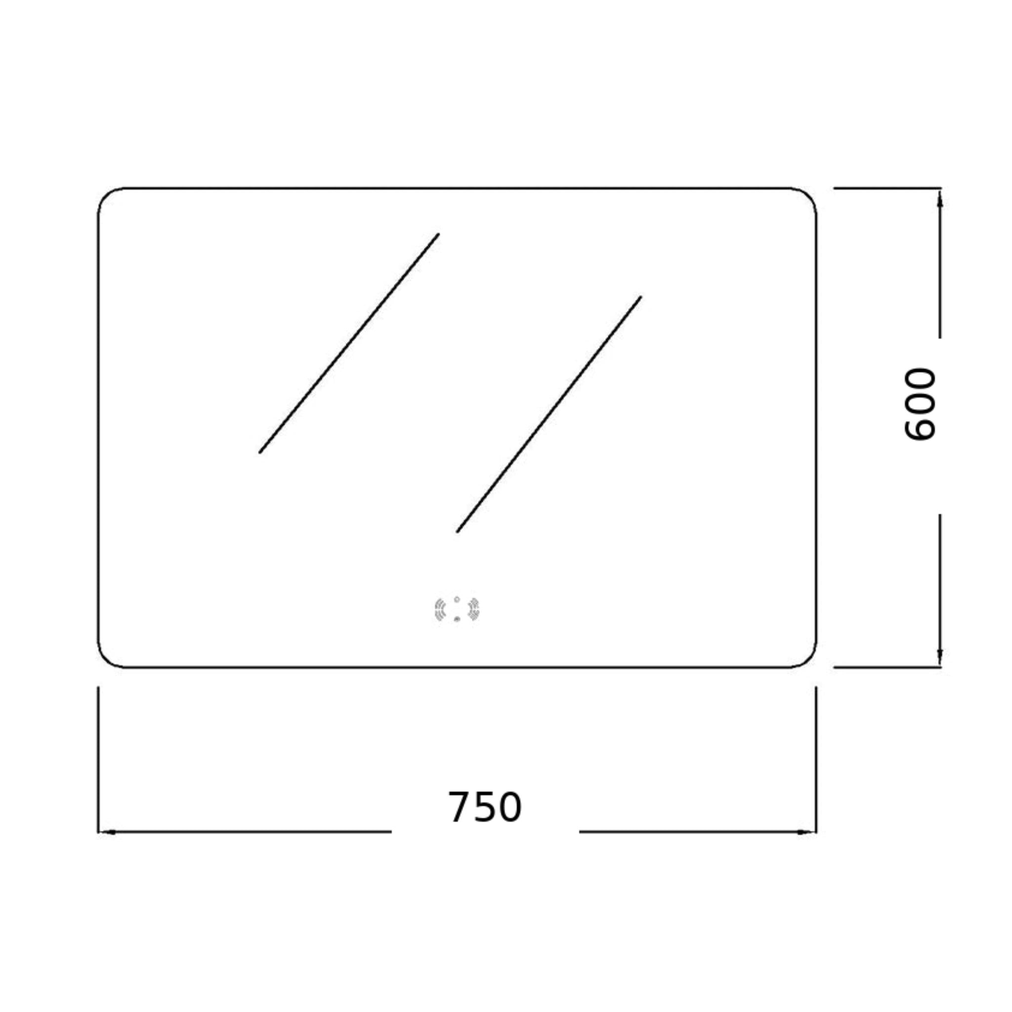 VITO OVIAN RECTANGULAR FRAMELESS BACKLIT LED MIRROR 3 COLOUR LIGHTS 750X600MM