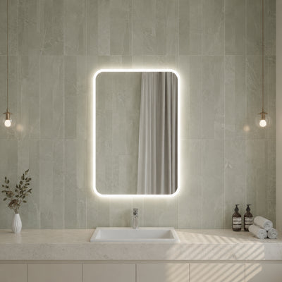 VITO OVIAN RECTANGULAR FRAMELESS BACKLIT LED MIRROR 3 COLOUR LIGHTS 900X750MM