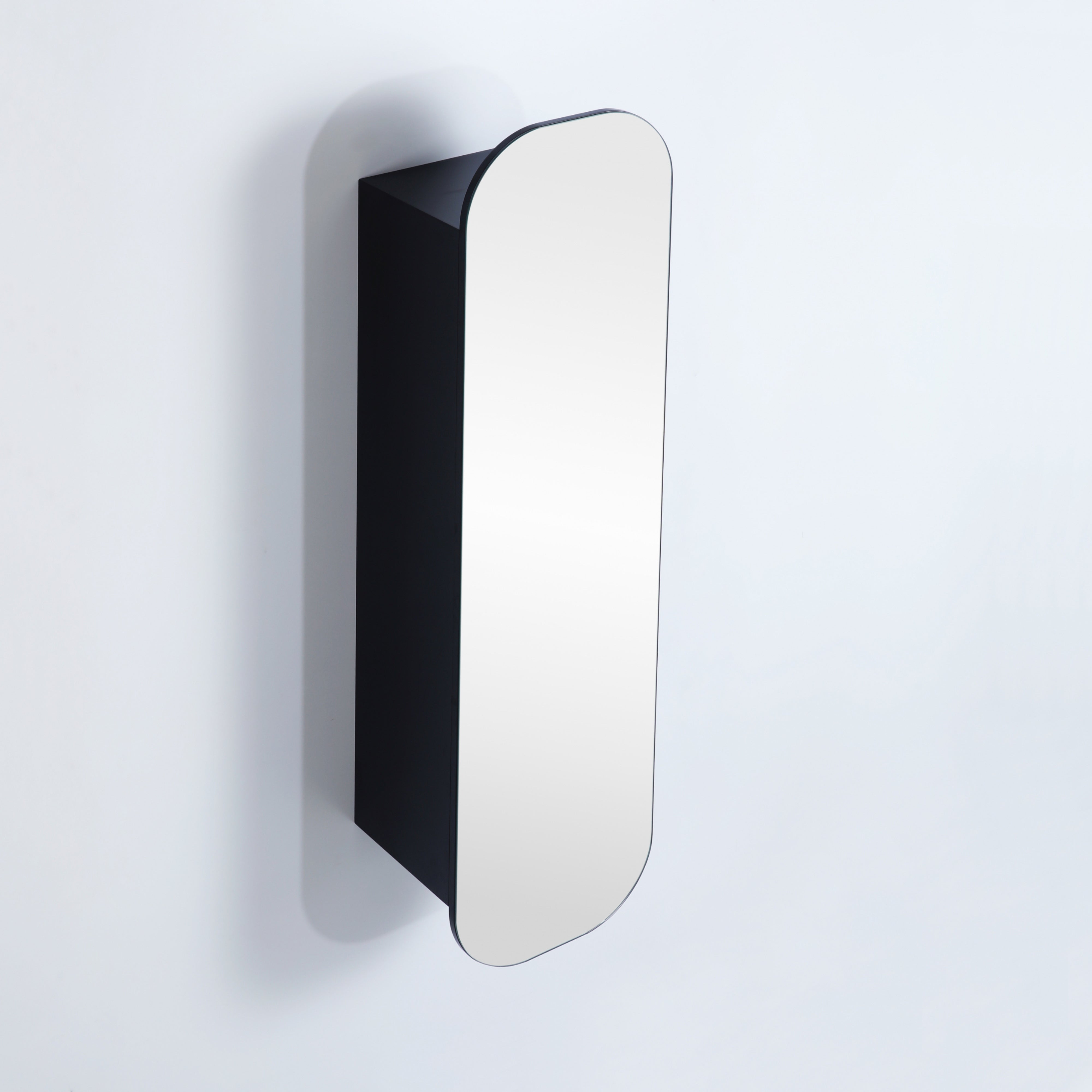 CETO OLIVIA MATTE BLACK TALL BOY MIRROR SHAVING CABINET 400X1500MM