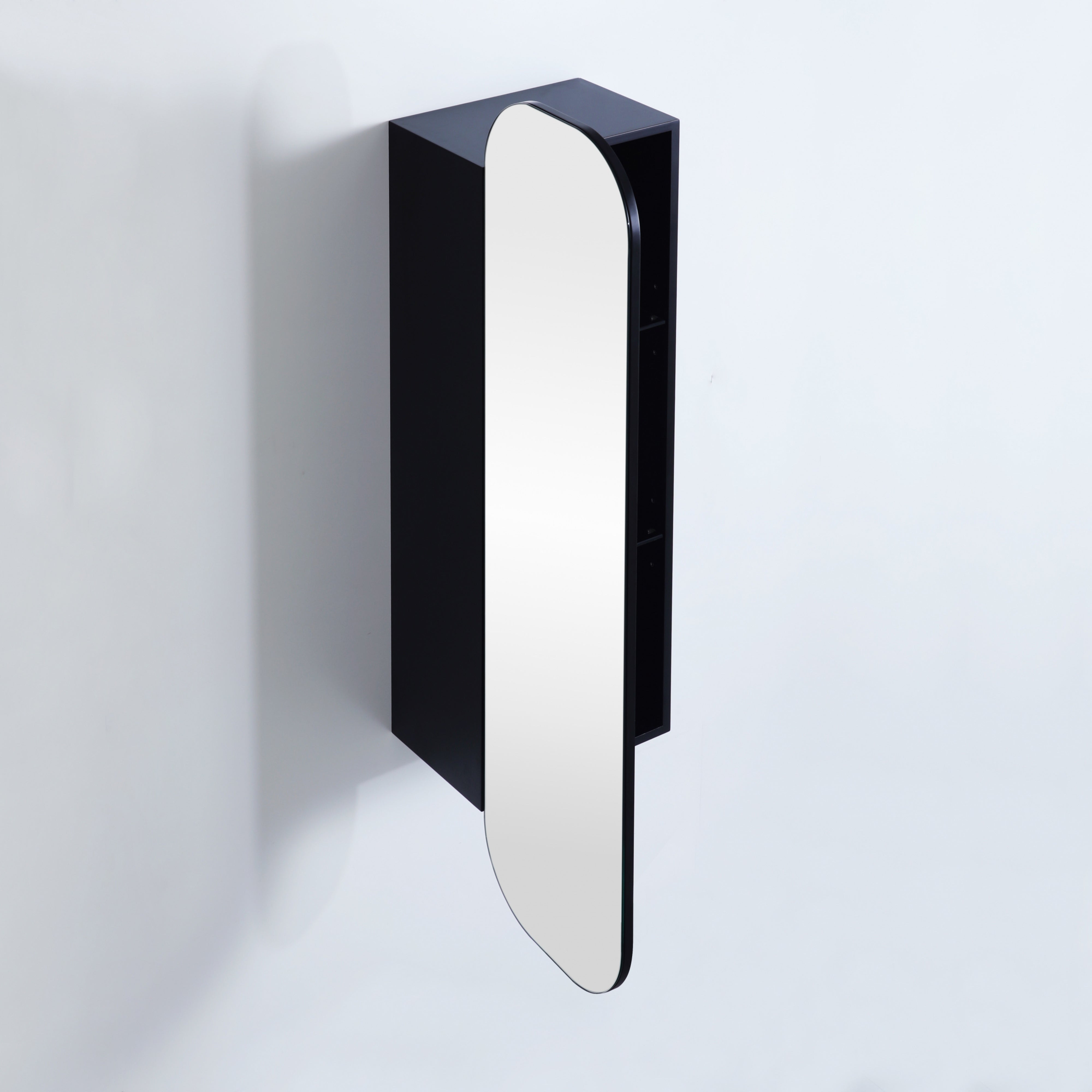 CETO OLIVIA MATTE BLACK TALL BOY MIRROR SHAVING CABINET 400X1500MM