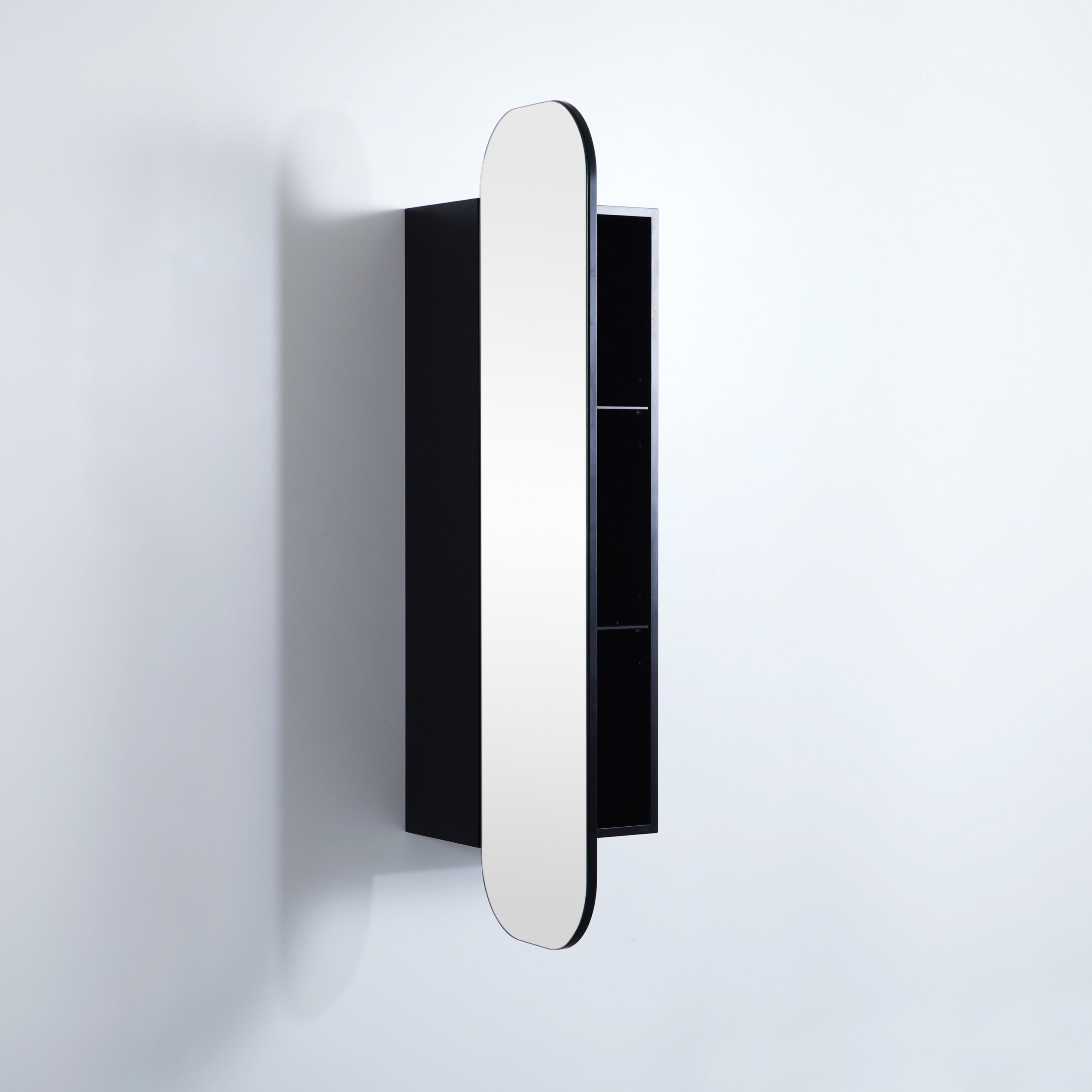 CETO OLIVIA MATTE BLACK TALL BOY MIRROR SHAVING CABINET 400X1500MM