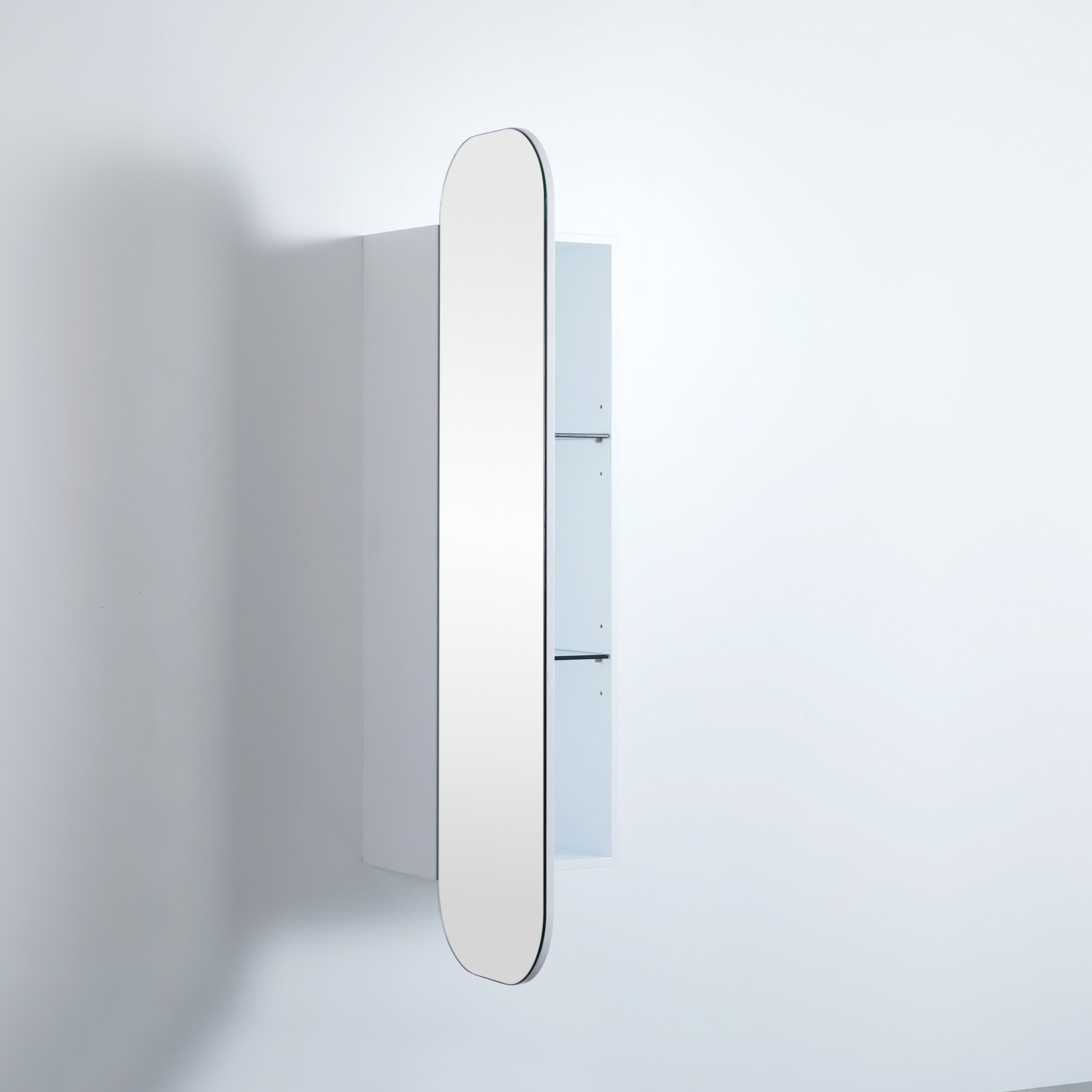 CETO OLIVIA MATTE WHITE TALL BOY MIRROR SHAVING CABINET 400X1500MM