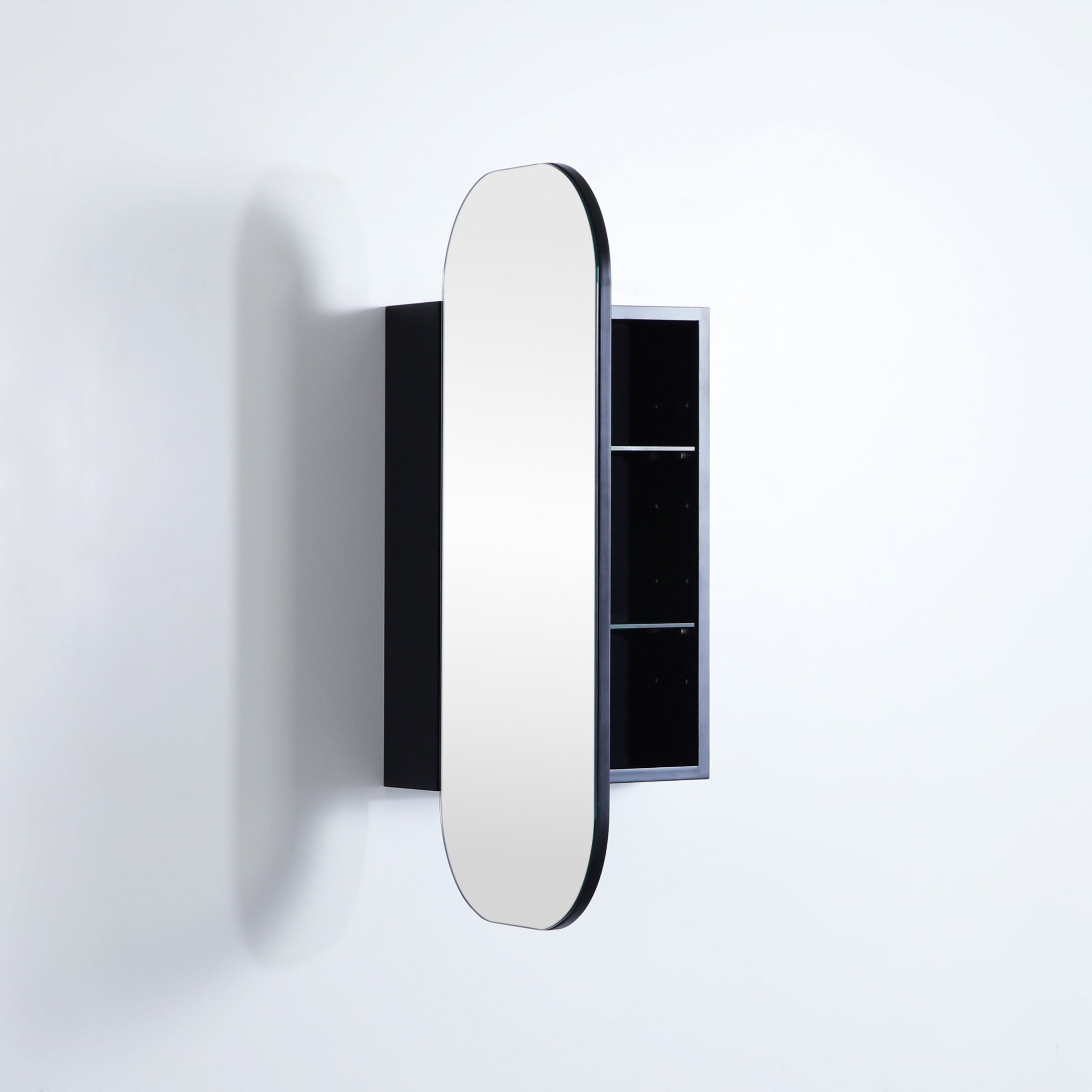 CETO OLIVIA MATTE BLACK MIRROR SHAVING CABINET 400X900MM