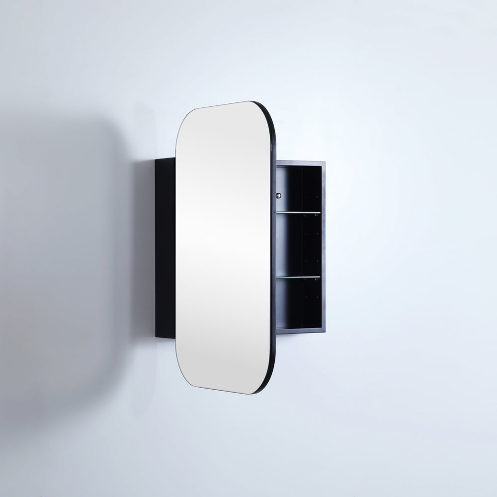 CETO OLIVIA MATTE BLACK MIRROR SHAVING CABINET 600X900MM
