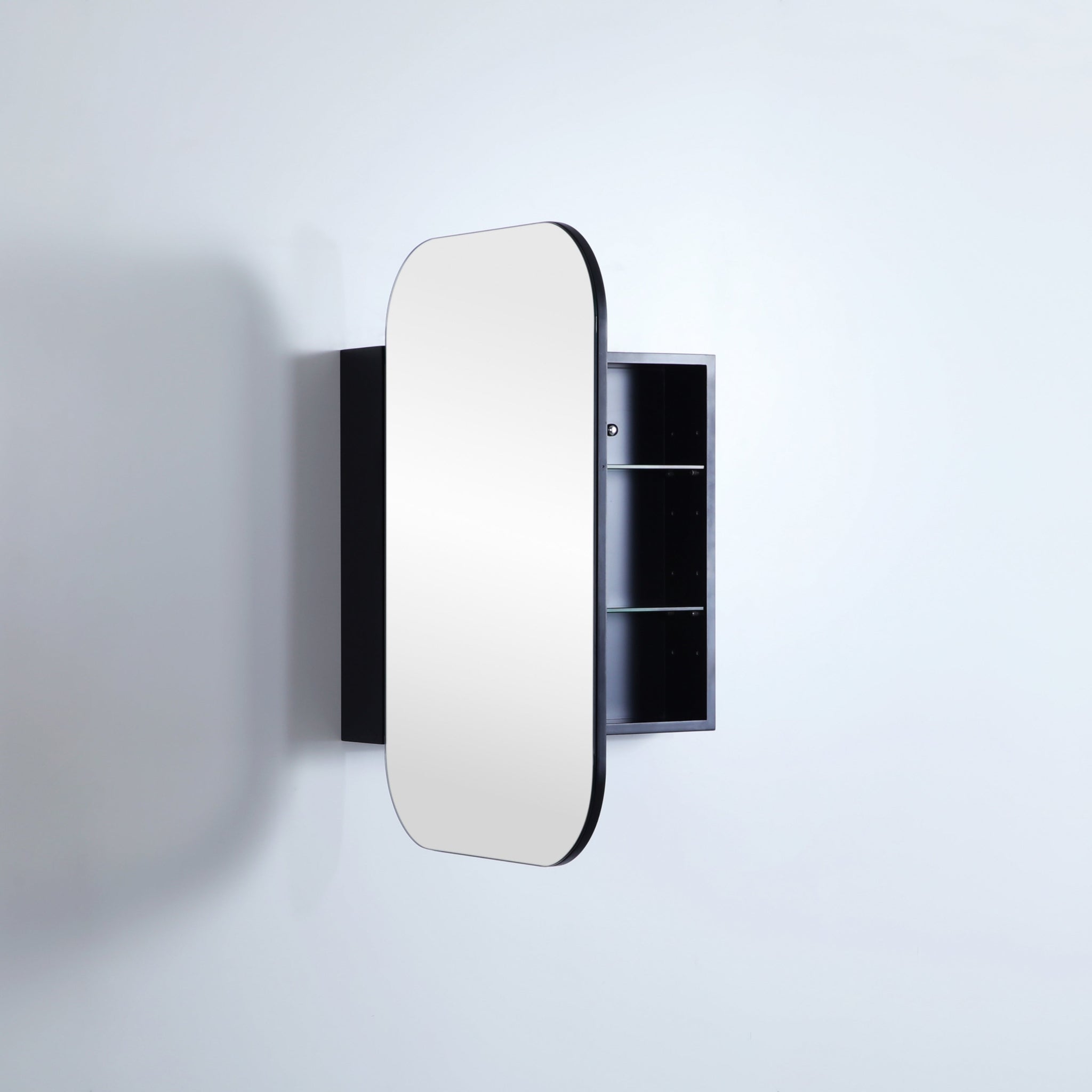 CETO OLIVIA MATTE BLACK MIRROR SHAVING CABINET 600X900MM