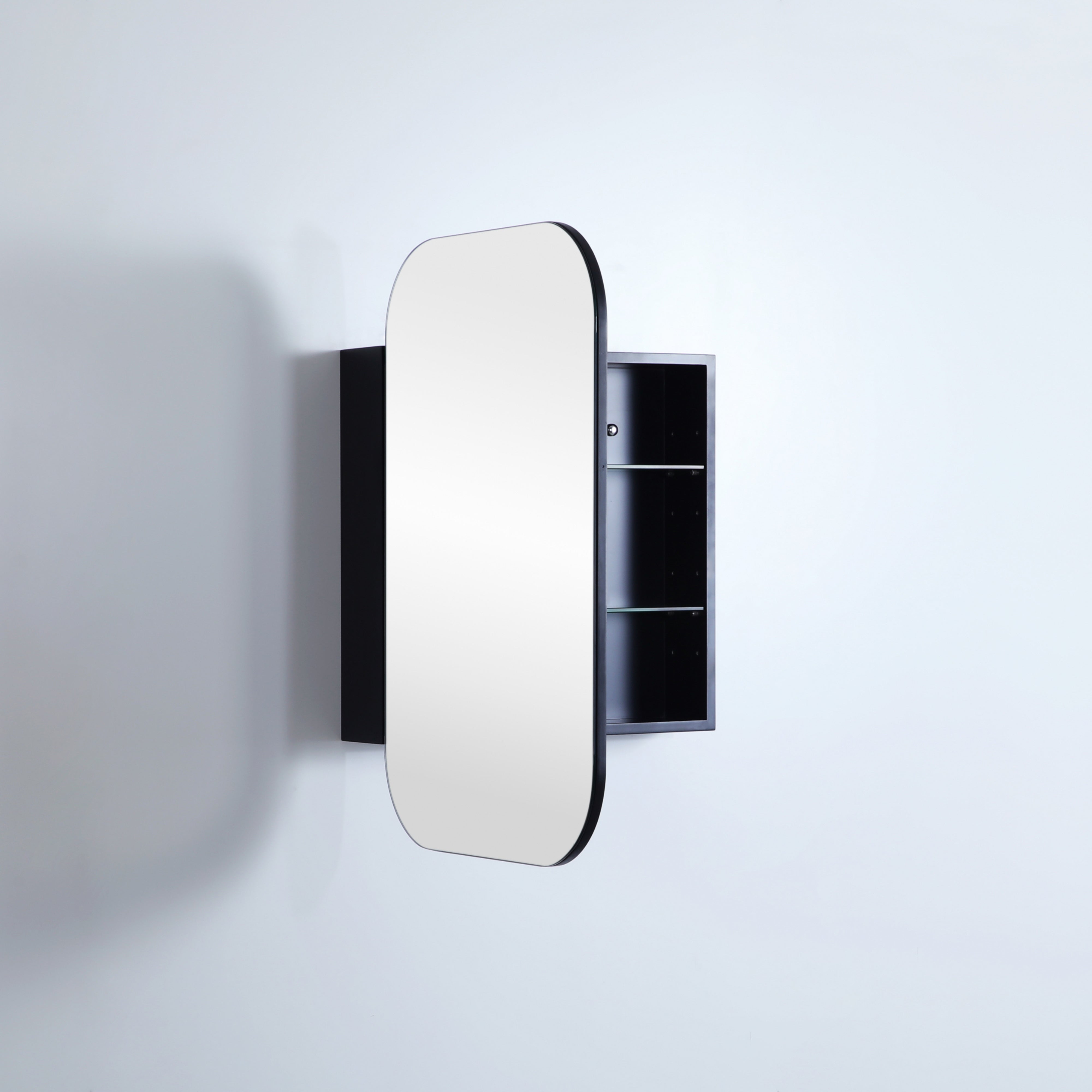 CETO OLIVIA MATTE BLACK MIRROR SHAVING CABINET 600X900MM