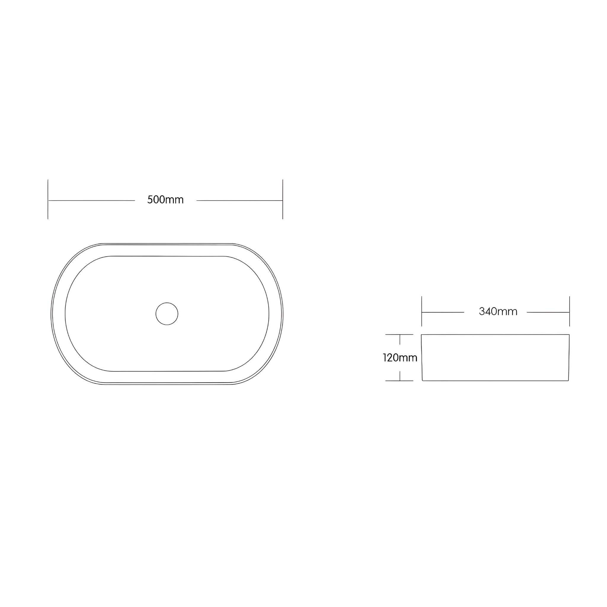 OTTI QUAY OVAL ABOVE COUNTER BASIN CARBON GREY 500MM