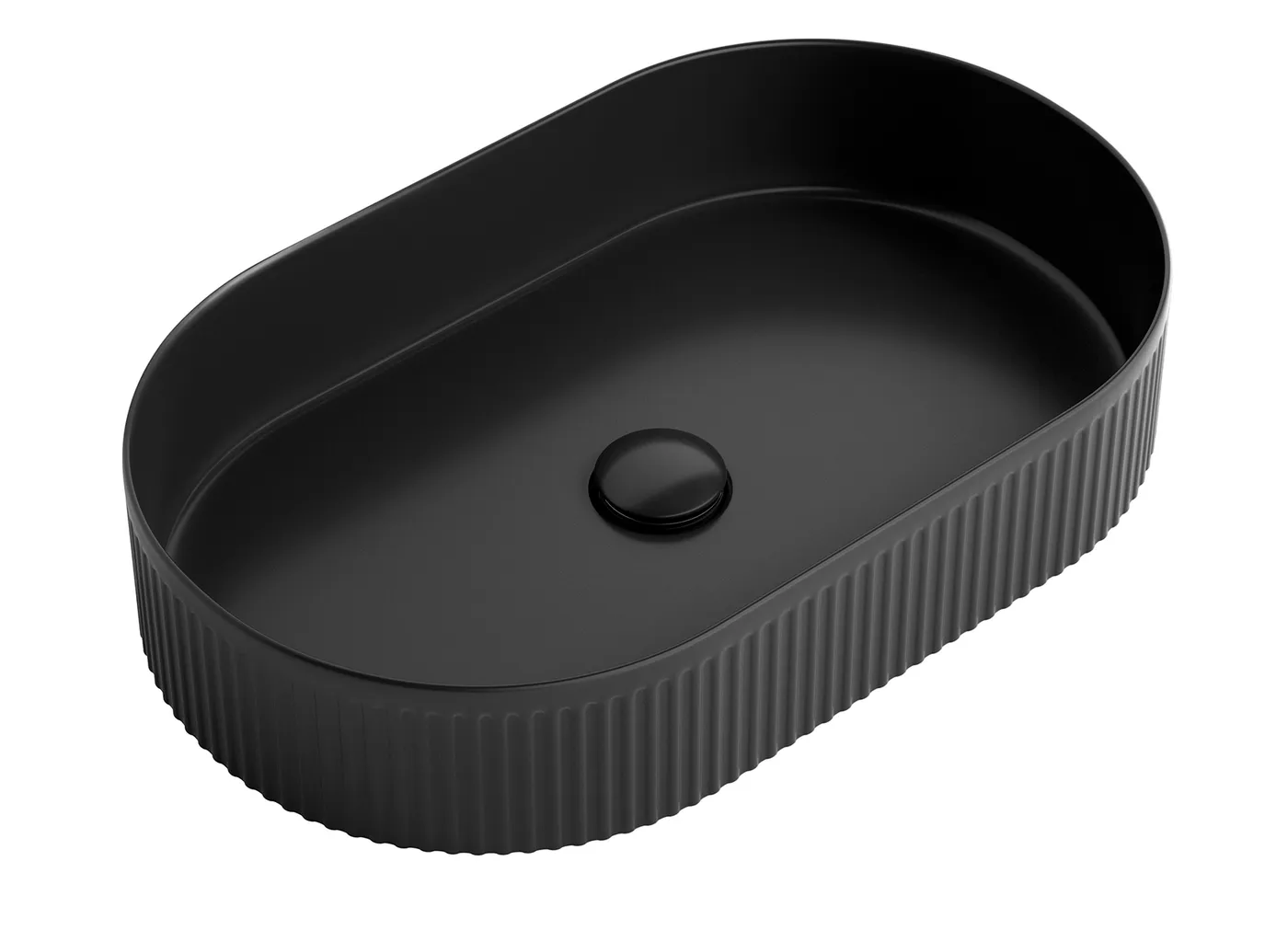 OTTI KENSINGTON FLUTED ABOVE COUNTER CERAMIC BASIN MATTE BLACK 560MM