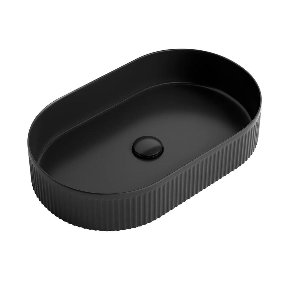 OTTI KENSINGTON FLUTED ABOVE COUNTER CERAMIC BASIN MATTE BLACK 560MM