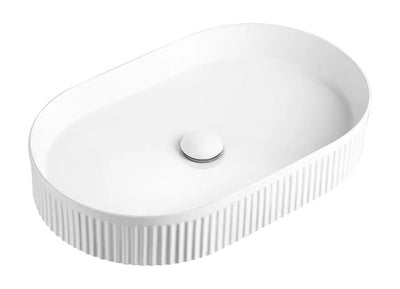 ORIO DERBY FLUTED ABOVE COUNTER BASIN MATTE WHITE 575MM