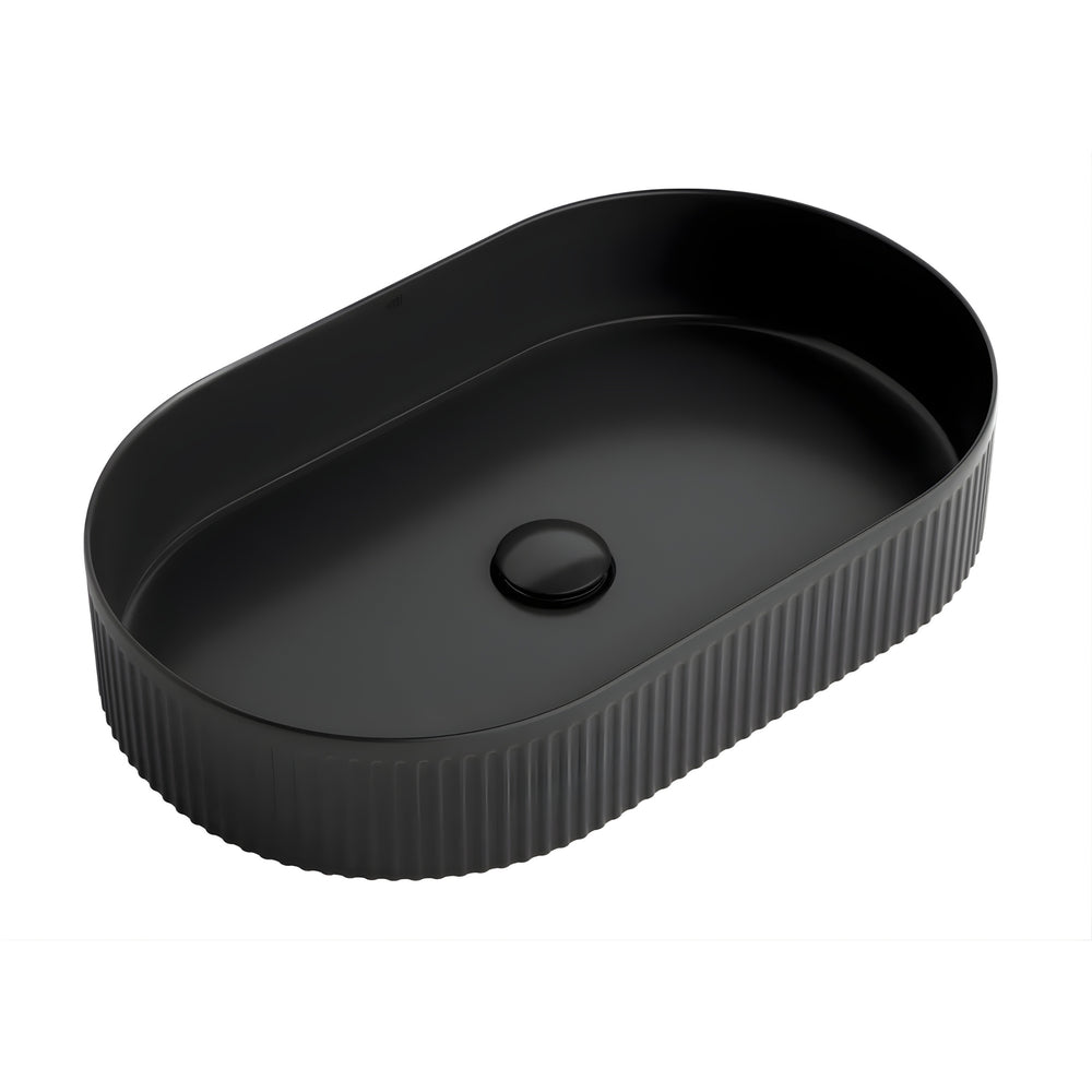OTTI KENSINGTON FLUTED ABOVE COUNTER BASIN MATTE BLACK 580MM