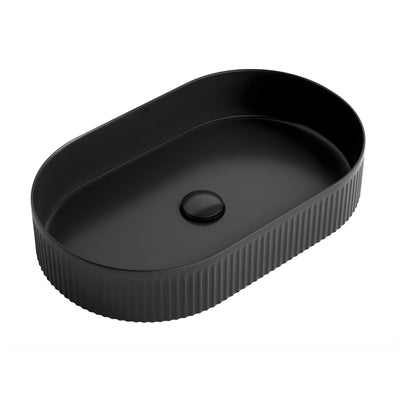 OTTI KENSINGTON FLUTED ABOVE COUNTER BASIN MATTE BLACK 580MM