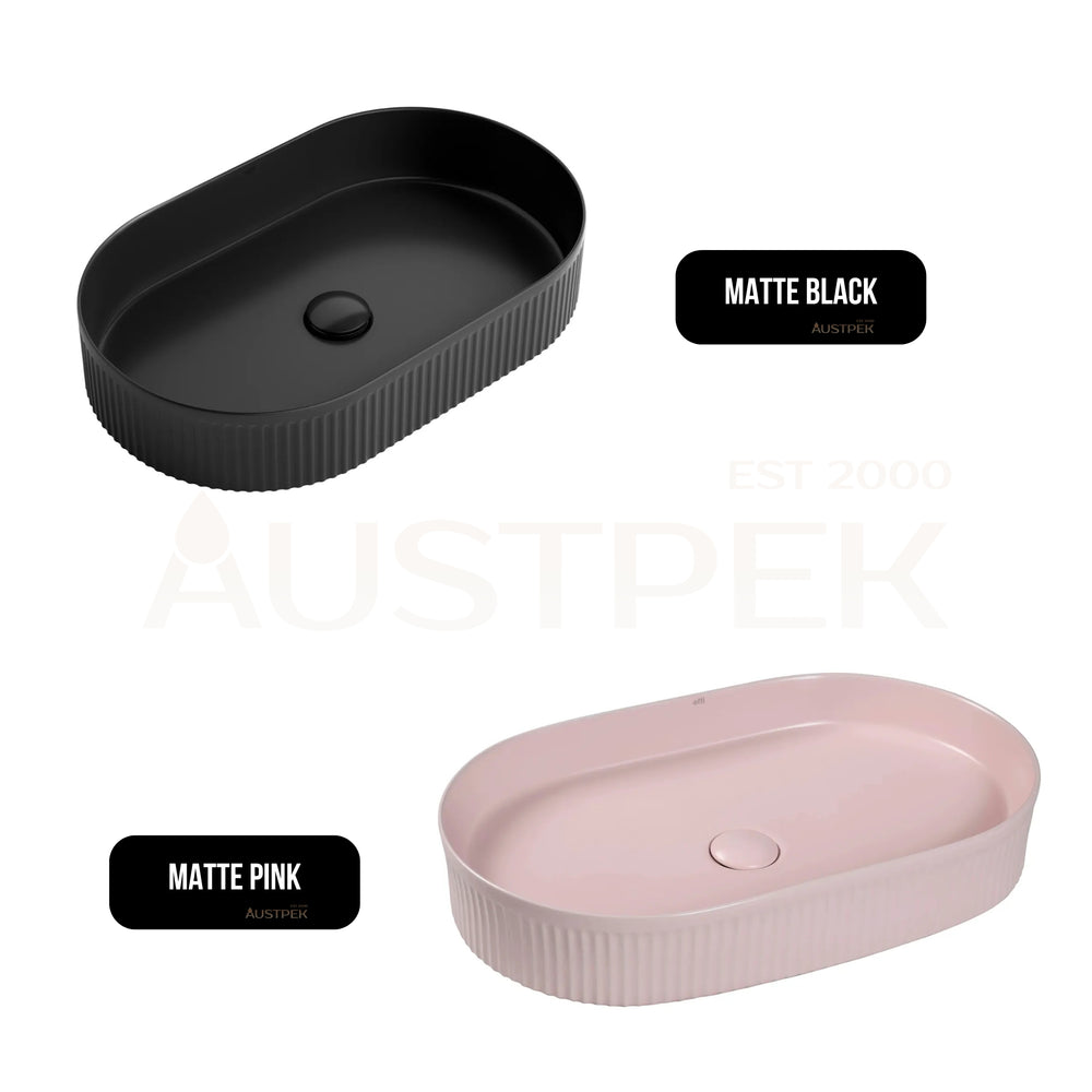 OTTI KENSINGTON FLUTED ABOVE COUNTER BASIN MATTE BLACK 580MM