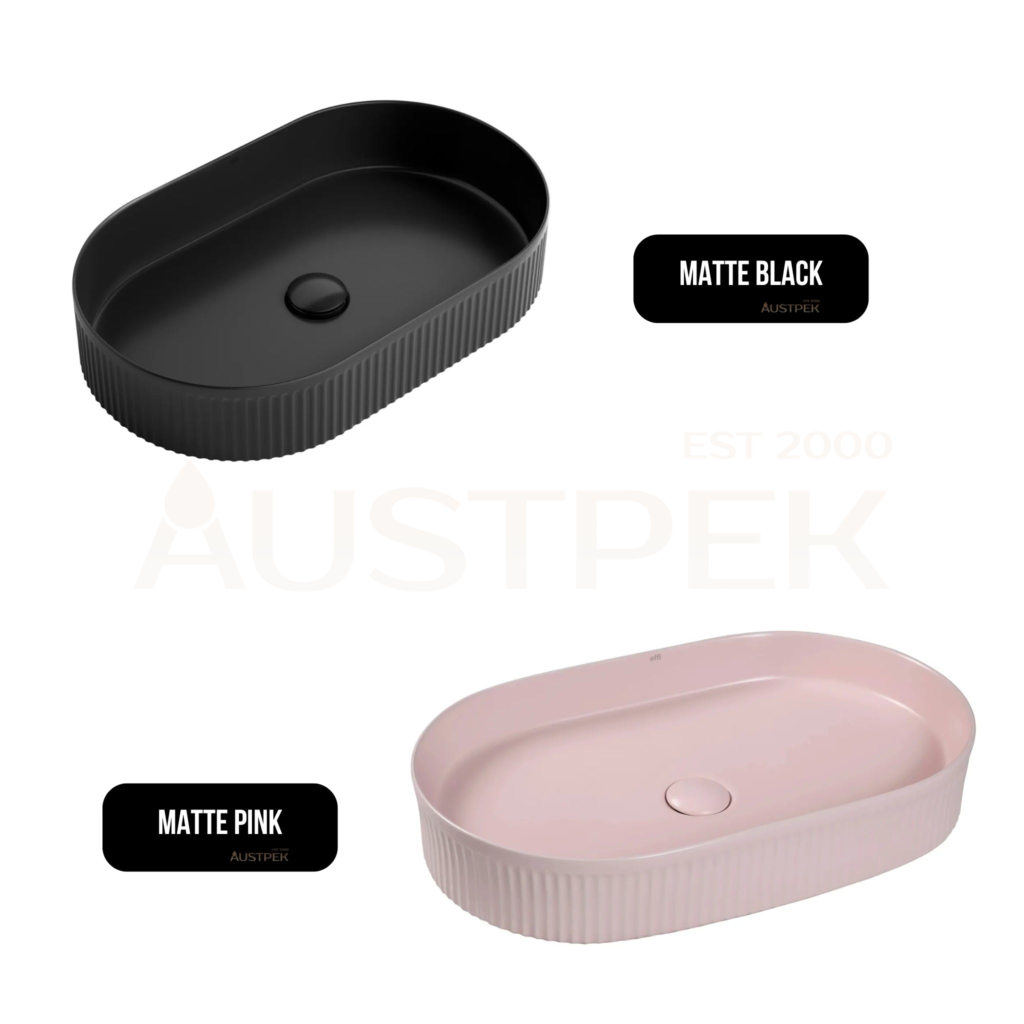OTTI KENSINGTON FLUTED ABOVE COUNTER BASIN MATTE BLACK 580MM