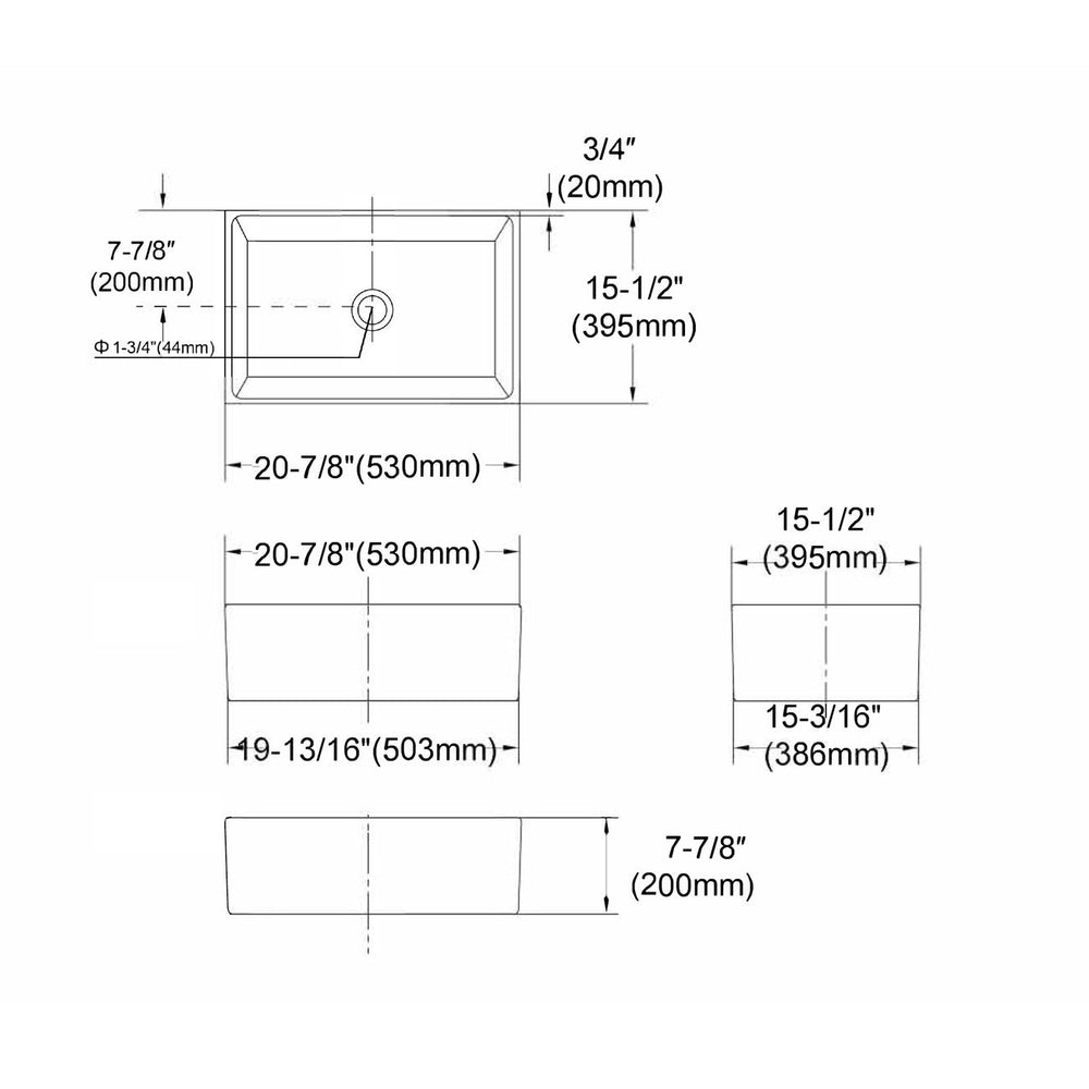 OTTI BUTLER ESSENTIALS SINK WHITE 530MM