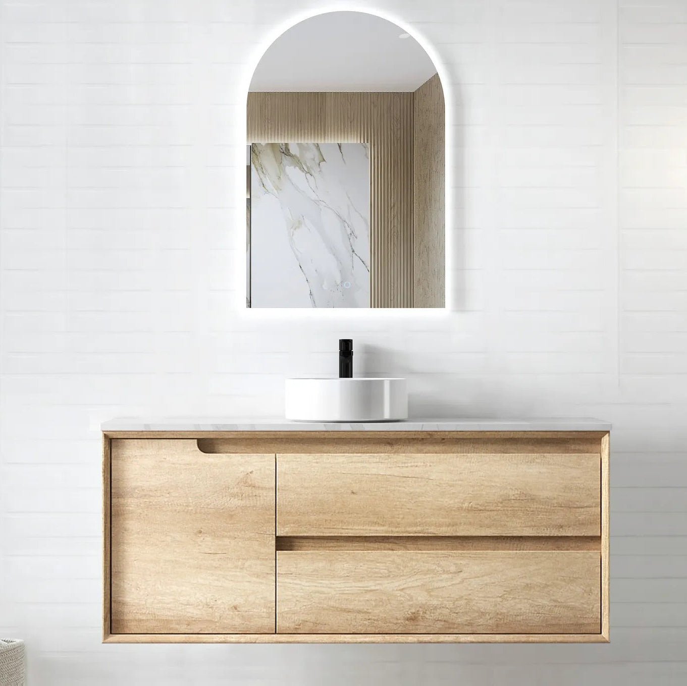 OTTI BYRON NATURAL OAK 1200MM SINGLE BOWL WALL HUNG VANITY