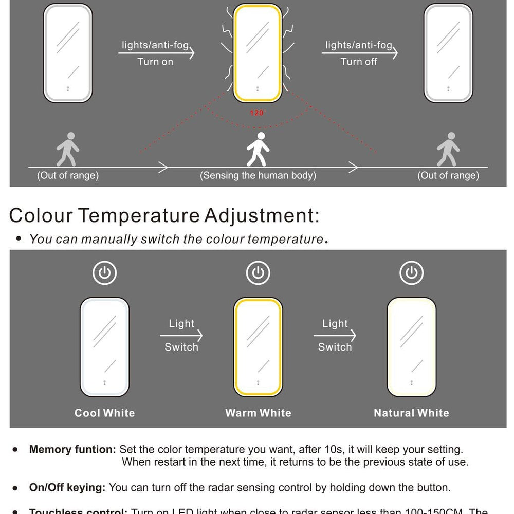 OTTI NEWPORT FRAMED RECTANGULAR LED MIRROR 3 COLOUR LIGHTS BRUSHED GOLD 450X900MM
