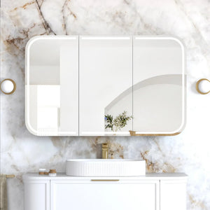 OTTI NEWPORT MATTE WHITE LED SHAVING CABINET WITH POWERPOINT 1200X750MM
