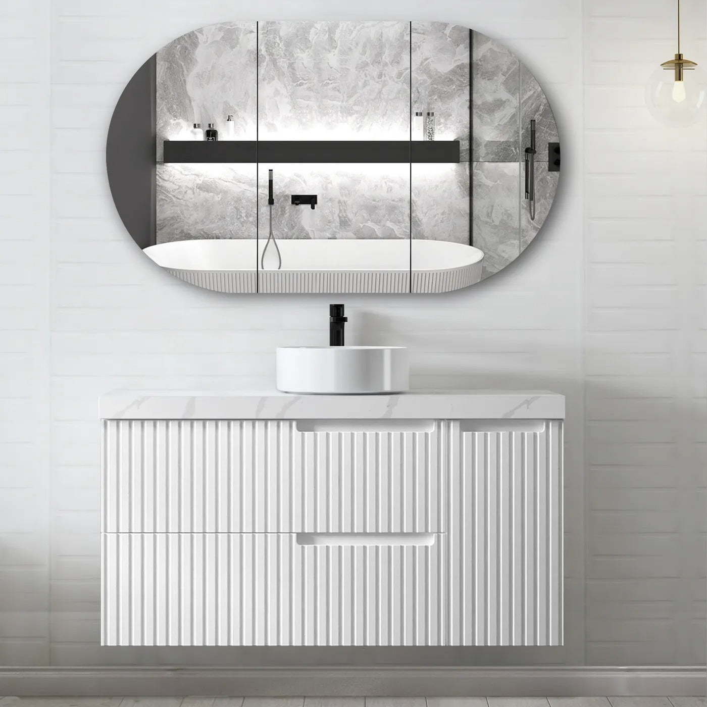 OTTI NOOSA MATTE WHITE 1200MM SINGLE BOWL WALL HUNG VANITY