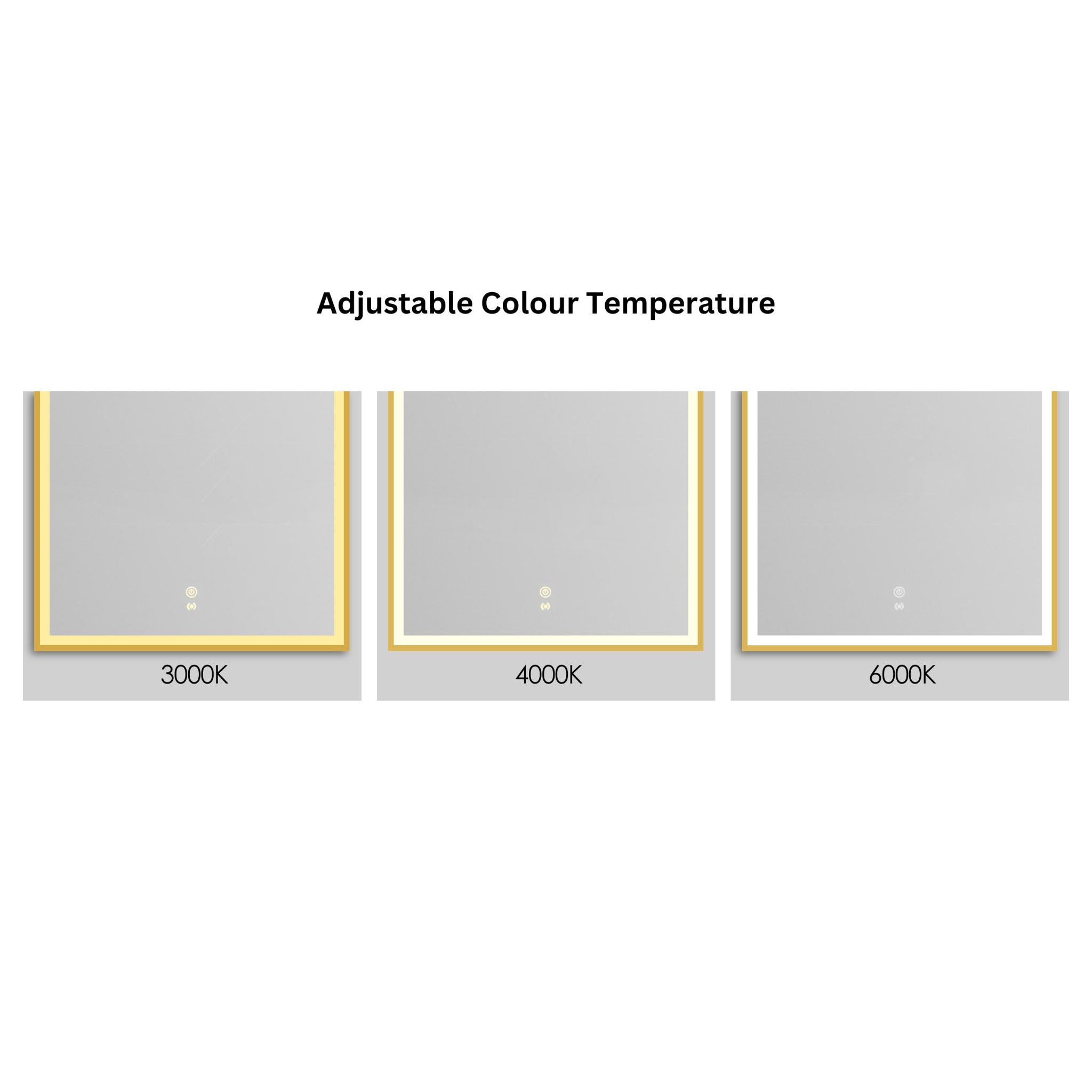 OTTI ARCHIE FRAMED LED MIRROR 3 COLOUR LIGHTS BRUSHED GOLD 600X900MM