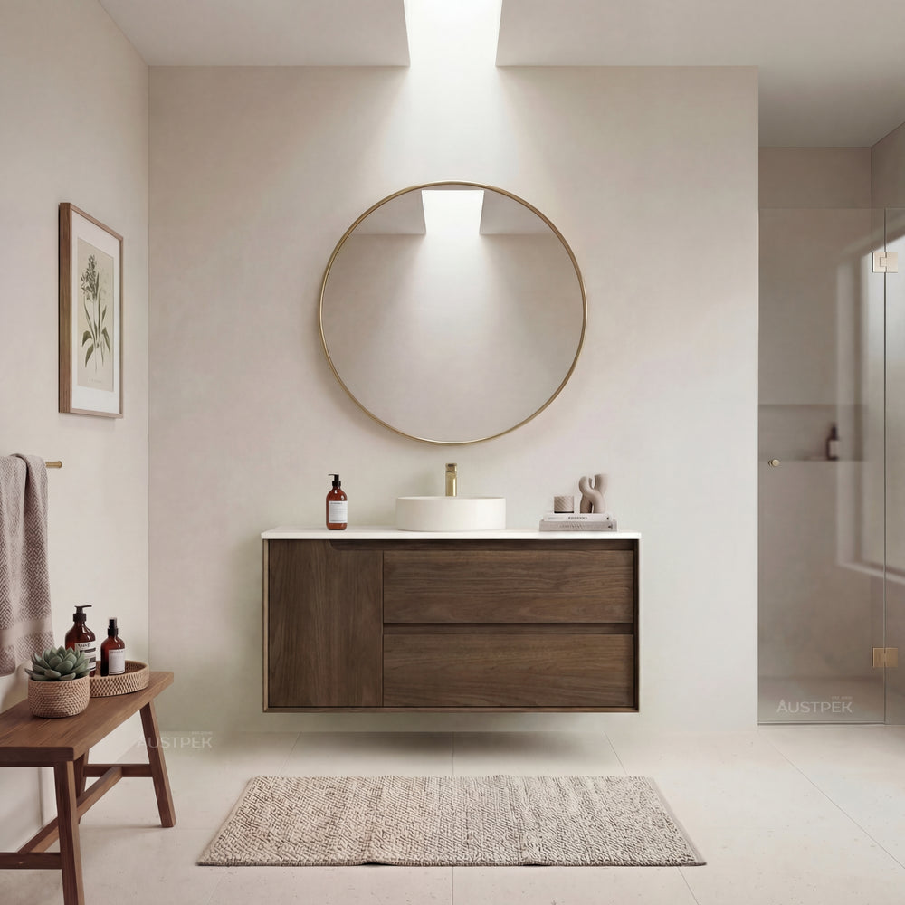 OTTI BYRON SABLE WALNUT 1200MM SINGLE BOWL WALL HUNG VANITY