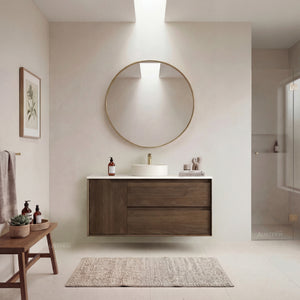OTTI BYRON SABLE WALNUT 1200MM SINGLE BOWL WALL HUNG VANITY