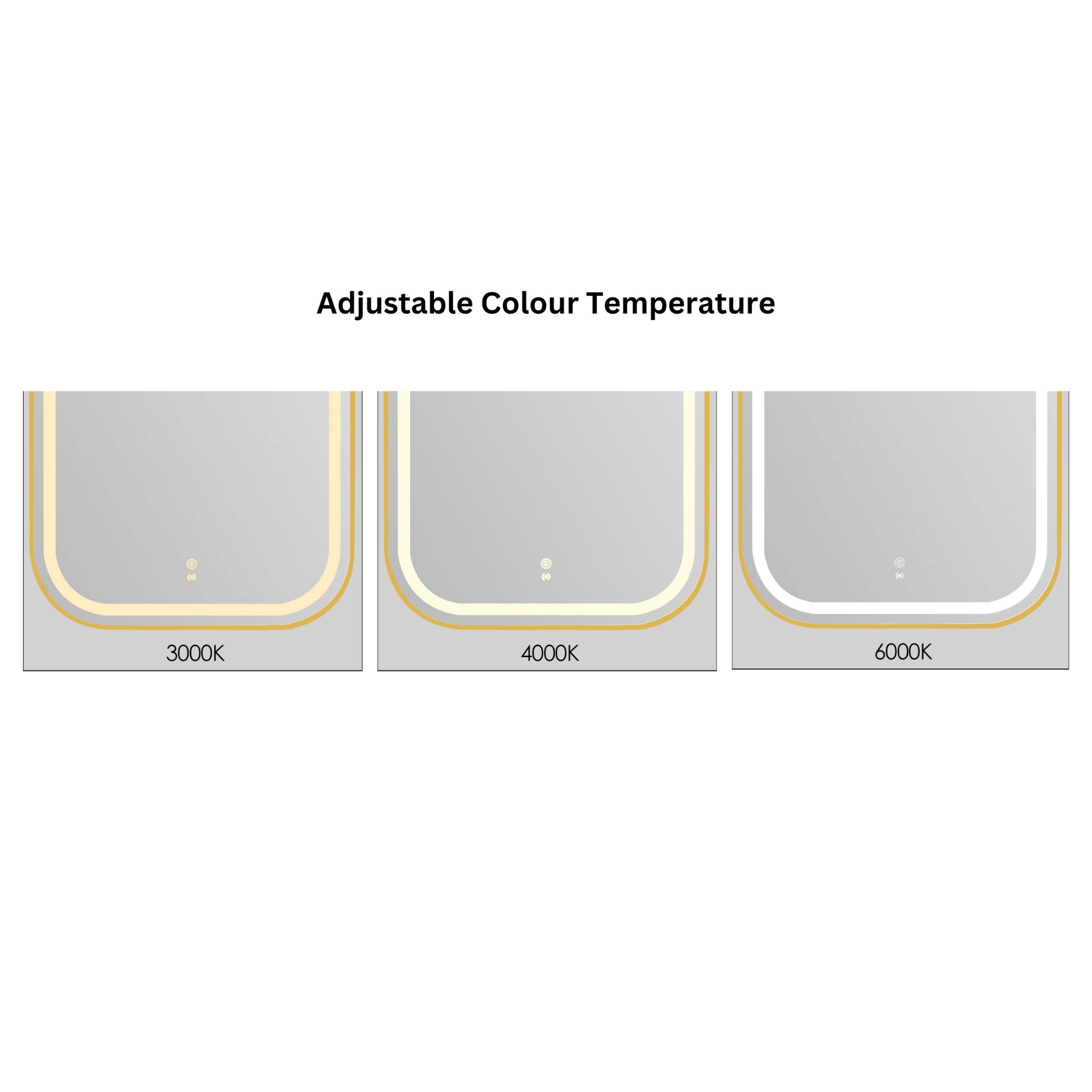 OTTI NEWPORT METAL FRAMED LED MIRROR 3 COLOUR LIGHTS BRUSHED GOLD 750X1200MM