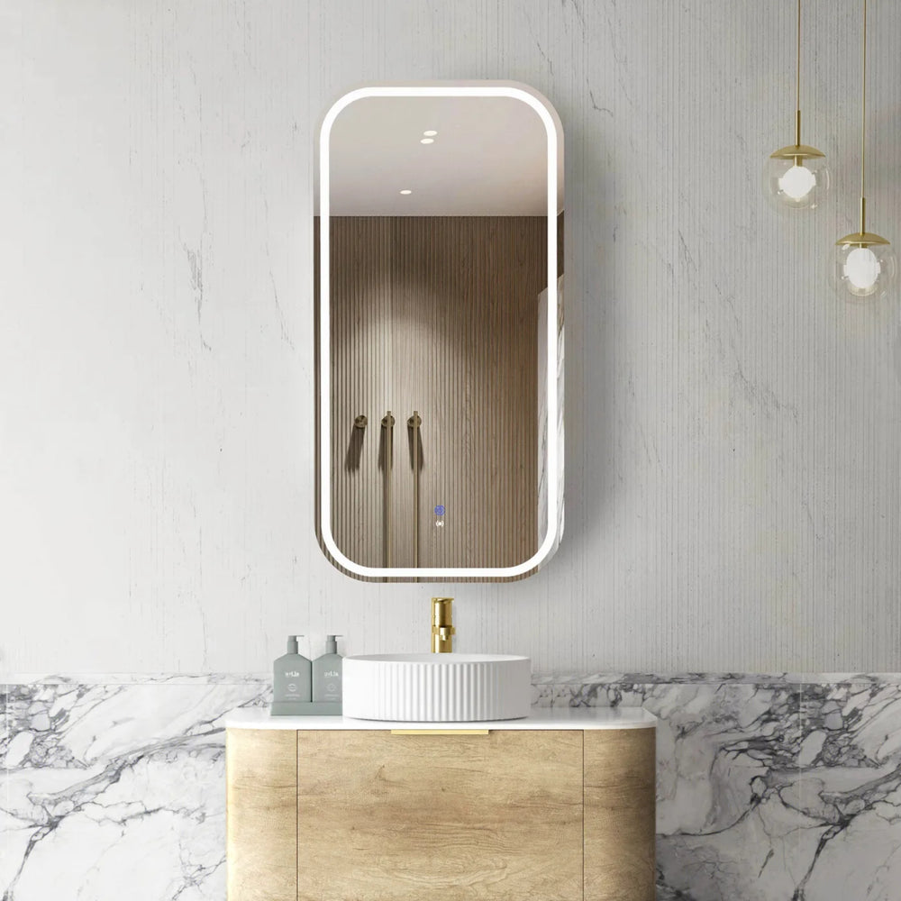 OTTI NEWPORT NATURAL OAK LED SHAVING CABINET WITH POWERPOINT 450X900MM