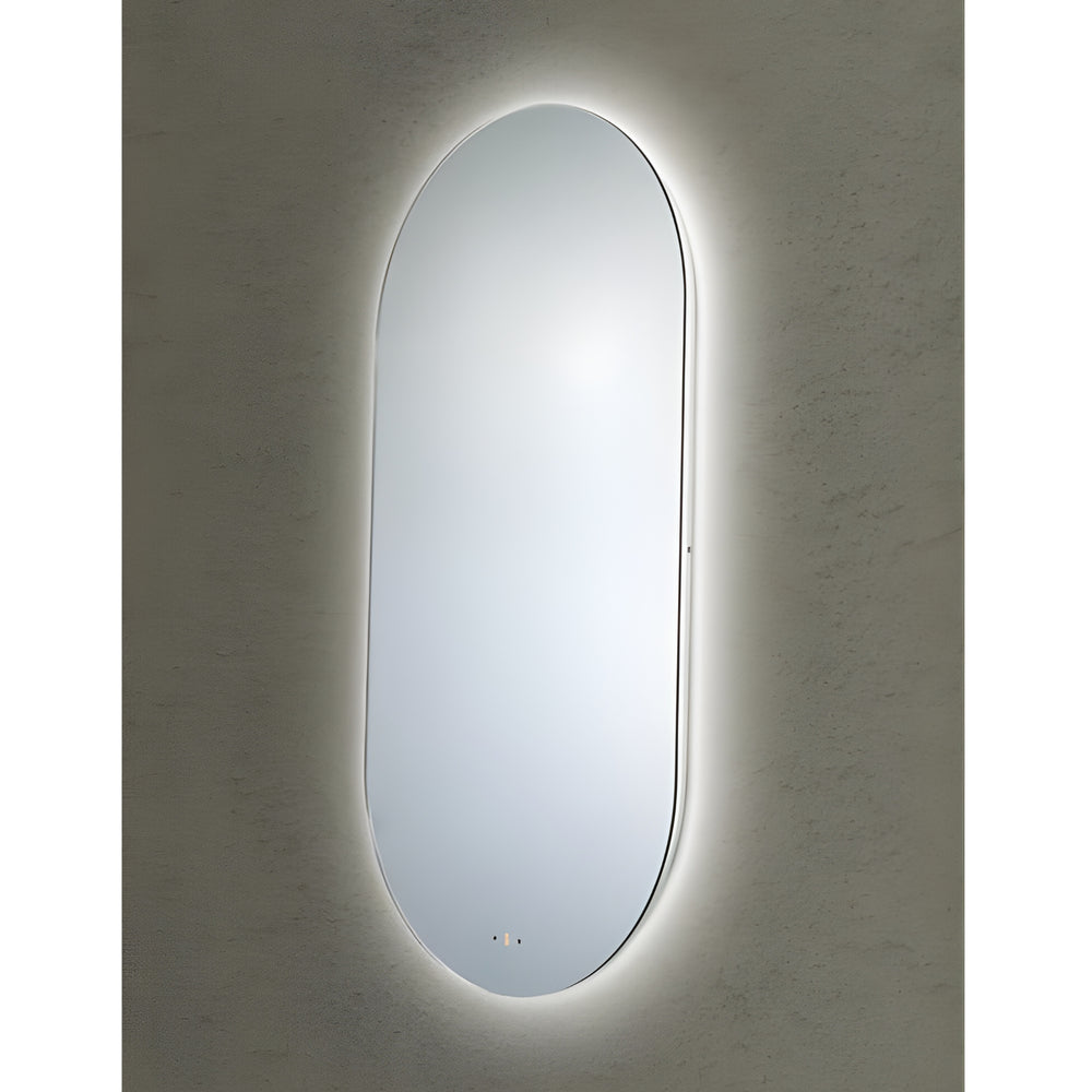 POSEIDON OLIVIA OVAL FRAMELESS BACKLIT LED MIRROR 3 COLOUR LIGHTS 450X900MM