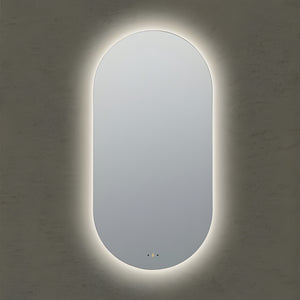 POSEIDON OLIVIA OVAL FRAMELESS BACKLIT LED MIRROR 3 COLOUR LIGHTS 450X900MM