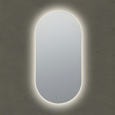 POSEIDON OLIVIA OVAL FRAMELESS BACKLIT LED MIRROR 3 COLOUR LIGHTS 450X900MM